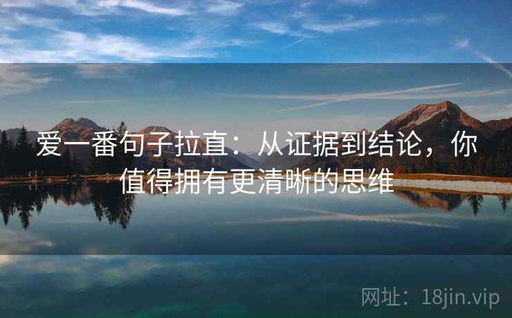 爱一番句子拉直：从证据到结论，你值得拥有更清晰的思维